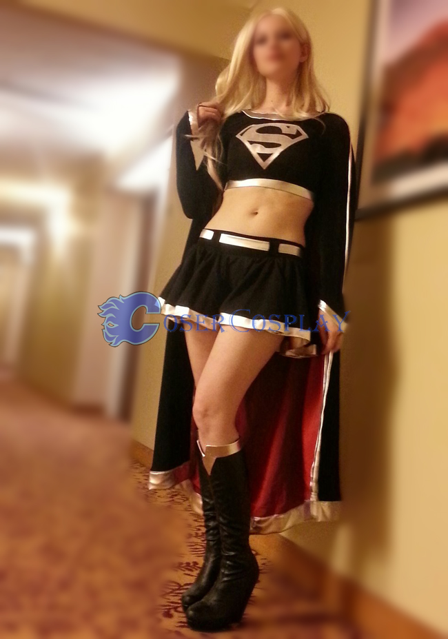 Dark Supergirl Cosplay Costume Girl Black Dress